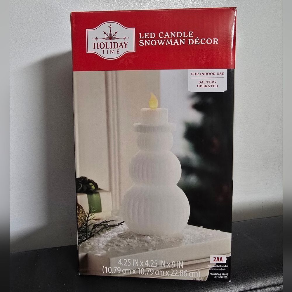 Holiday Time LED Candle Snowman Decor Indoor New